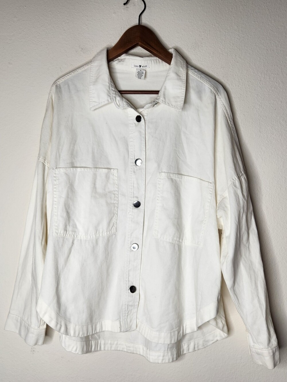 Nwt Love Wish Womens XL Button Down White Long Sleeve Top